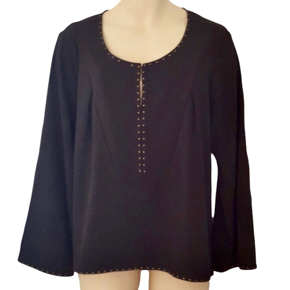 ModaMix Stitch Fix Studded Flare Sleeve Black Tunic Top NEW Without Tags  18W